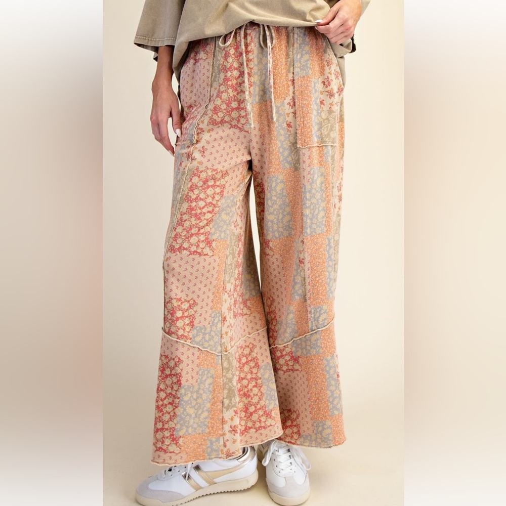 249 small - 3X ❤️ EASEL PLUS SIZE-PATCHWORK PRINT MINERAL WASHED TERRY PANTS - Picture 4 of 5
